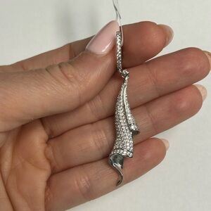 Suzy Levian Sterling Silver White CZ Pave Dangle Single Earring